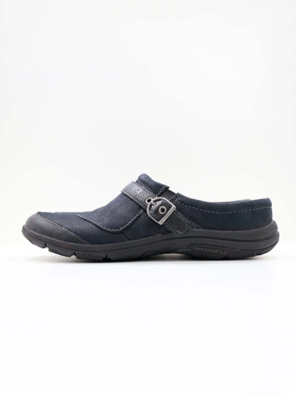 Merrell Dassie Buckle Black Leather Lightweight Comfort Clogs - Women's 8.5